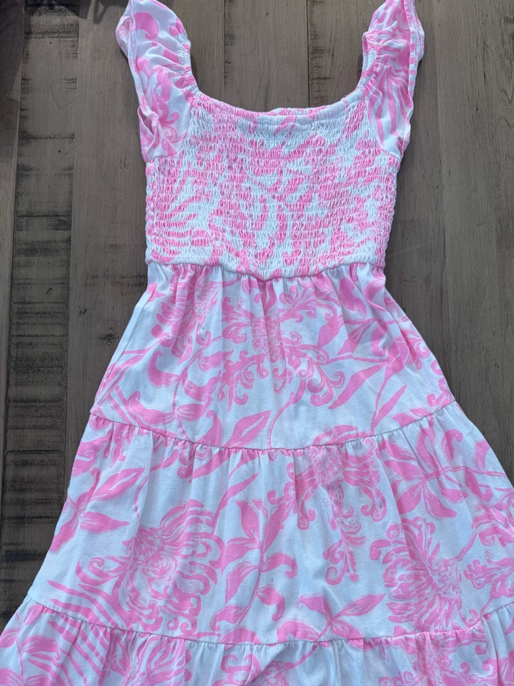 Lilly Pulitzer Pink and White Floral Tiered Sundress